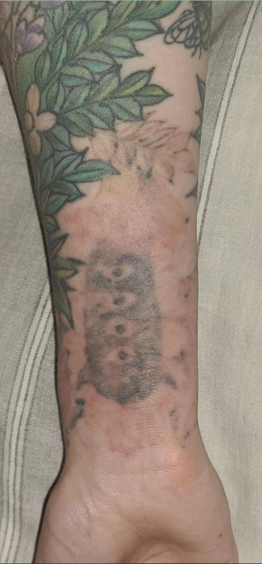 Black And Pink tattoo after 4 sessions