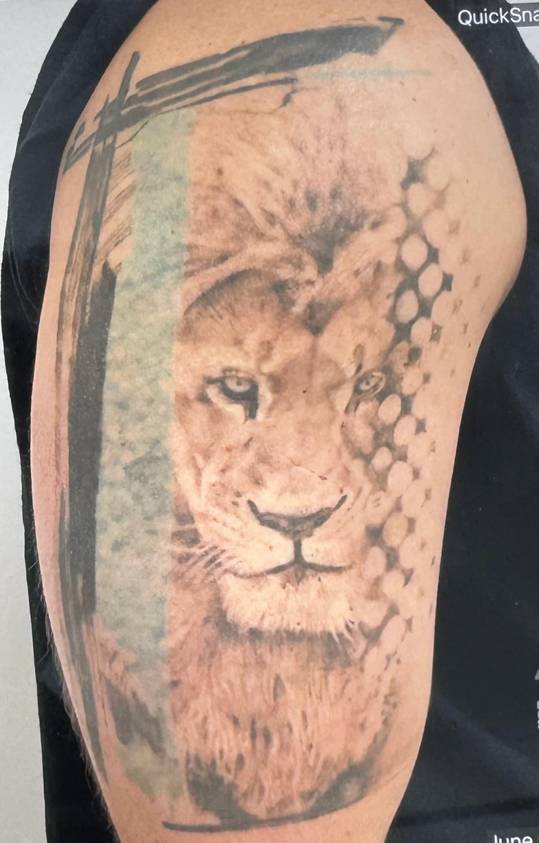 Black And Green tattoo after 1 session