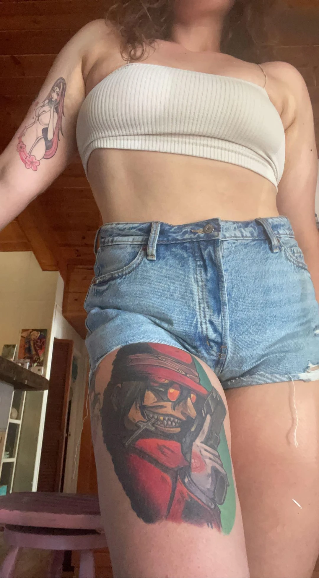 black, yellow, orange, red and green tattoo before laser removal