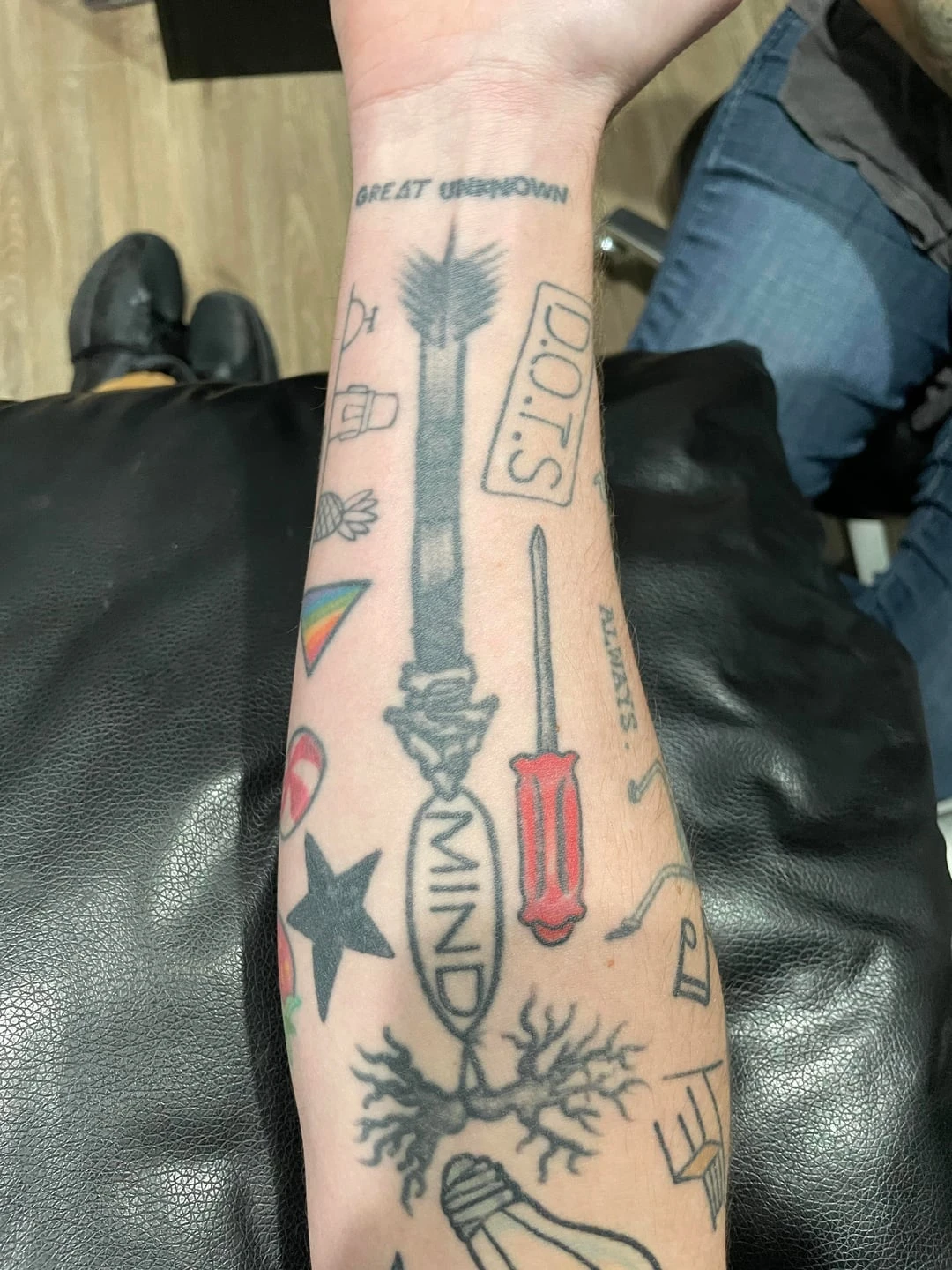 Multicolor tattoo before laser tattoo removal